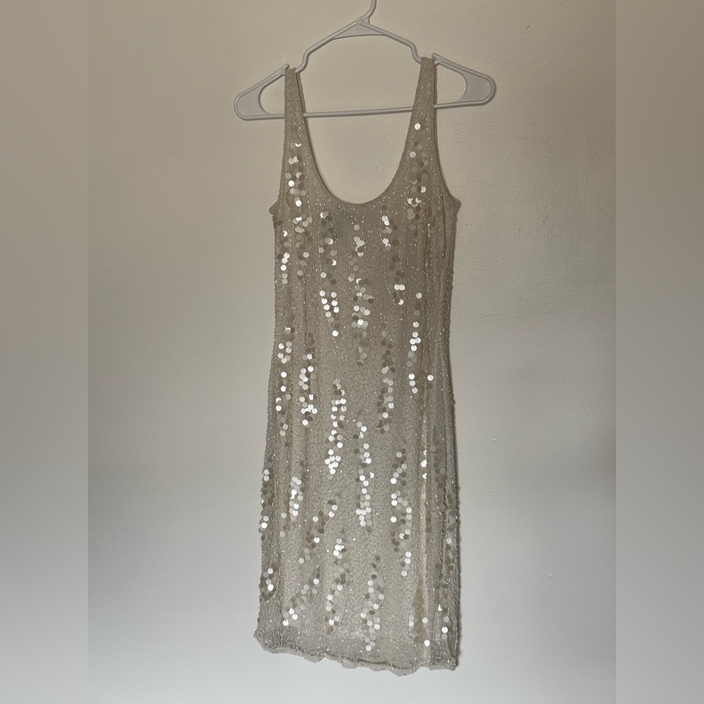 Pisarro Nights Ivory Beaded Gown